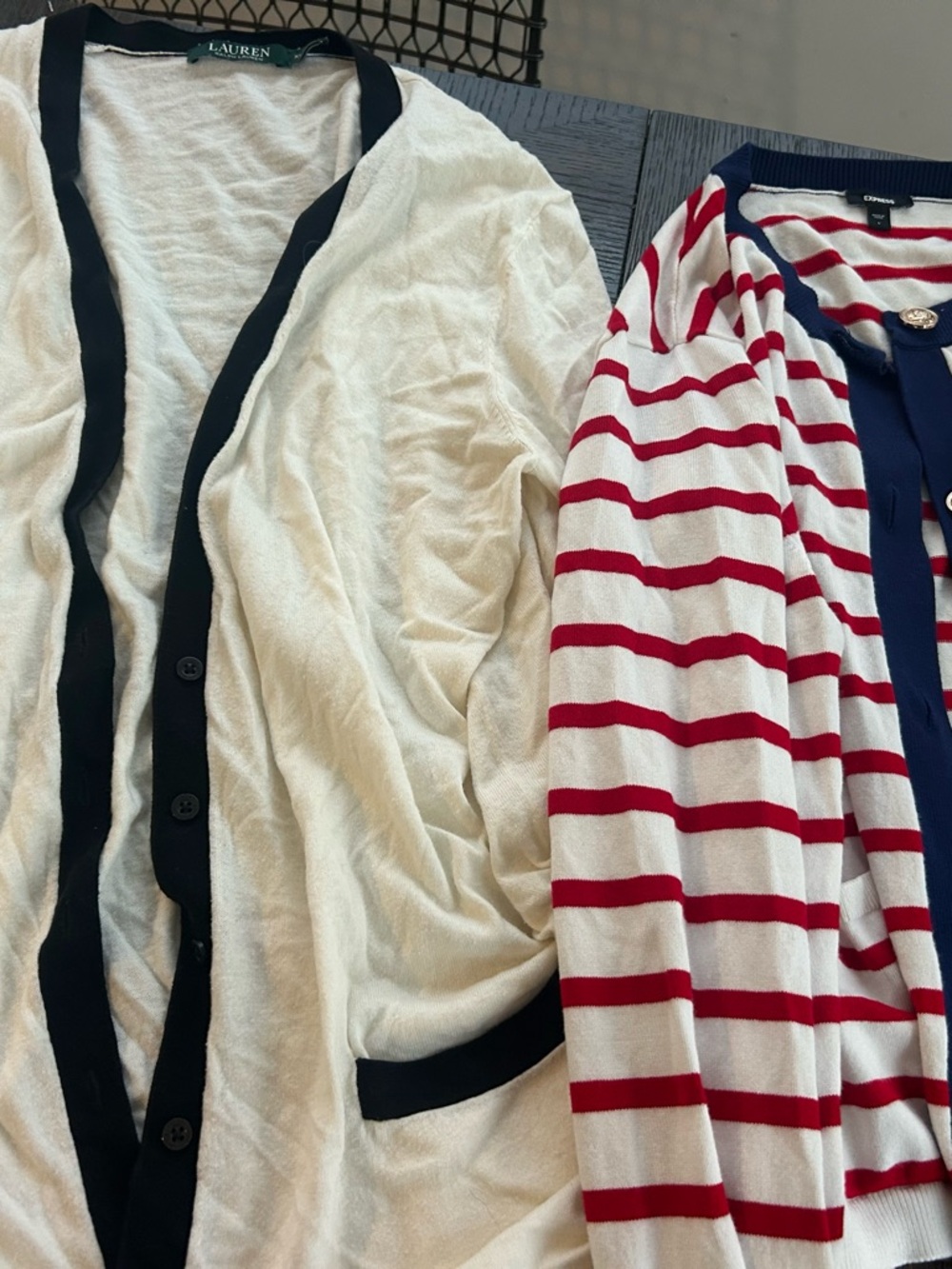Ralph lauren black and white cardigan/ stripe express cardigan